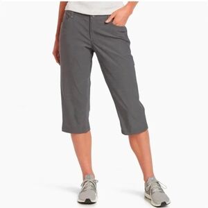 KUHL Trekr Kapri Stretch Ruched Hem Gray Outdoor Hiking Capri Pants sz 8